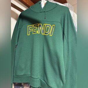 Fendi Olive Green Classic Logo Hoodie